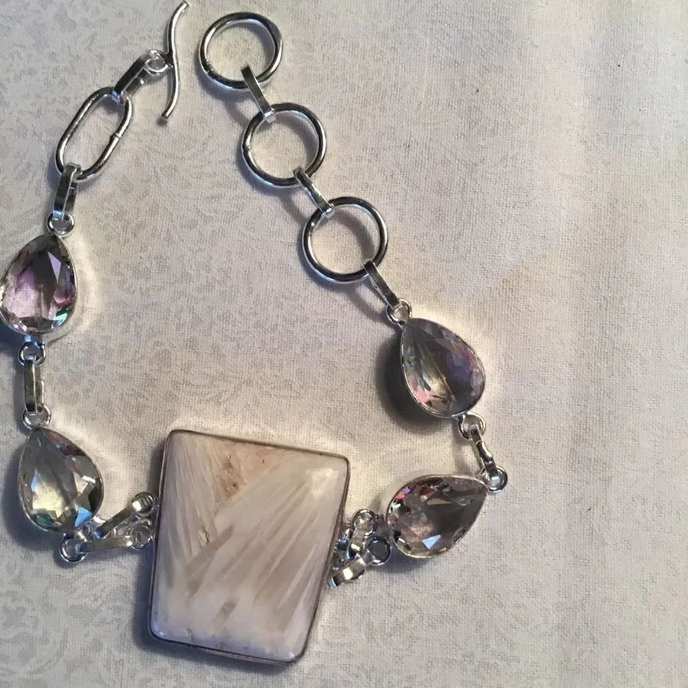 NWOT Sterling Silver Selenite Adjustable Bracelet